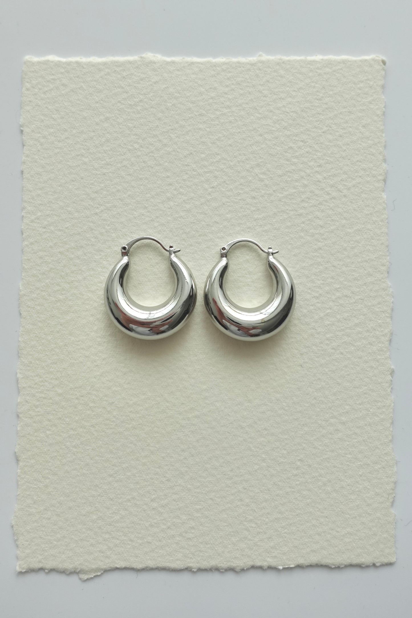 Minimalist Silver Chunky Hoop Earrings