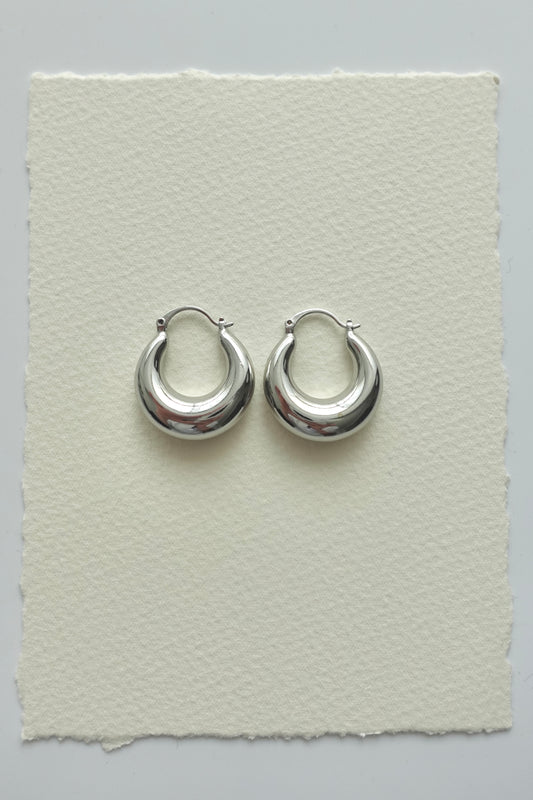 Minimalist Silver Chunky Hoop Earrings