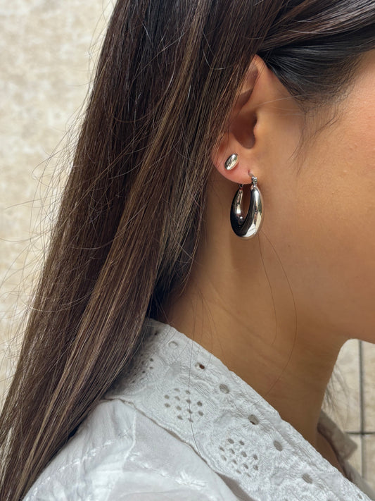 Minimalist Silver Chunky Hoop Earrings
